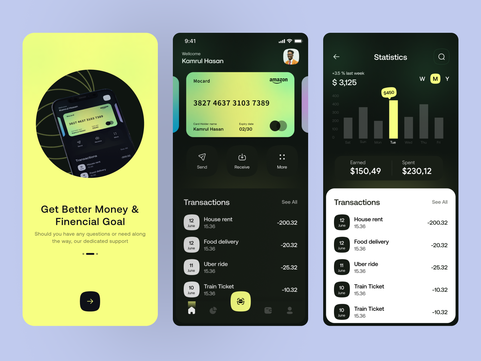 Fintech App Design app design balance bank digital banking fintech fintech app mobile app money payment send money simple design ui ux
