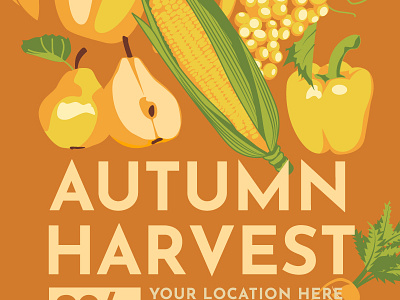 Harvest poster agriculture art design farm flat fruit goods harvest illustration local market merchandise objects poster print set shop vector vegetables