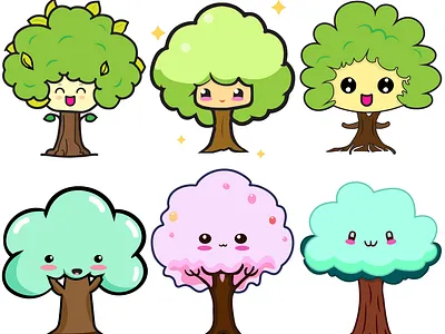 Cute Kawaii Trees icon icon design illustration kawai kawai tree tree