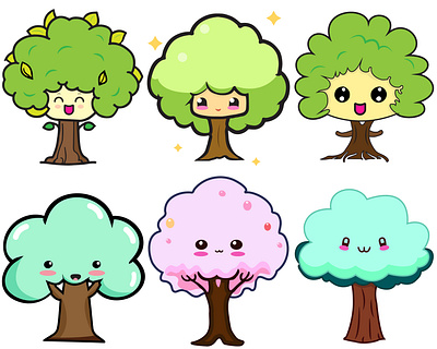 Cute Kawaii Trees icon icon design illustration kawai kawai tree tree