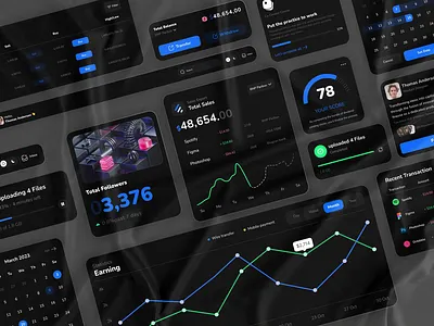 Dark Theme UI Elements Design component components dark element elements kit ui ui kit visual