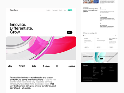 Clear.Bank - Website. 3d animation app branding design designing dribbble graphic design illustration logo minimal motion graphics popular trending typography ui ux vector web website