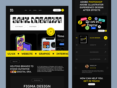 Portfolio Design Exploration bold branding clean design concept design header hero section icons illustration landing page minimal modern design photography portfolio product designer stickers typography ui ux web design website