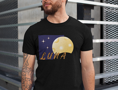 Luna (Moon) branding graphic design illustration luna moon sky tshirt typographic