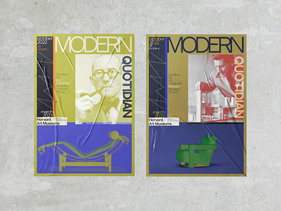 Two Posters for the Art Exhibition "Modern Quotidian" art bauhaus corbusier design exhibition graphic design midcentury modernism poster rietveld