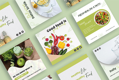 Social Media Posts - Healthy food- branding graphic design social media social media management typography