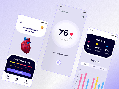 Monitorium - Heart rate monitoring mobile app activity tracking app design exercise fitness health and fitness health monitor heart rate monitor ios app design mobile app design mobileapp ui ux ui design