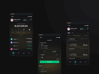 P2P Crypto Banking Trio 360px binance crypto design exchange green mobile mobile banking p2p ui usdt user friendly ux