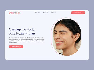 Hero section for a beauty lending beauty care design first block hero section landing ui visual web
