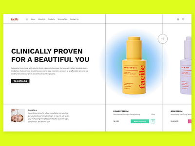 Main page redesign concept for Facile animation concept minimalism redesign skincare ui web design