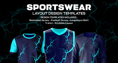 Blue Lightning Jersey Template Design This Design are Available apparel basketball clothing design fashion football graphic design illustration jersey layout mockup sportswear template tshirt vector