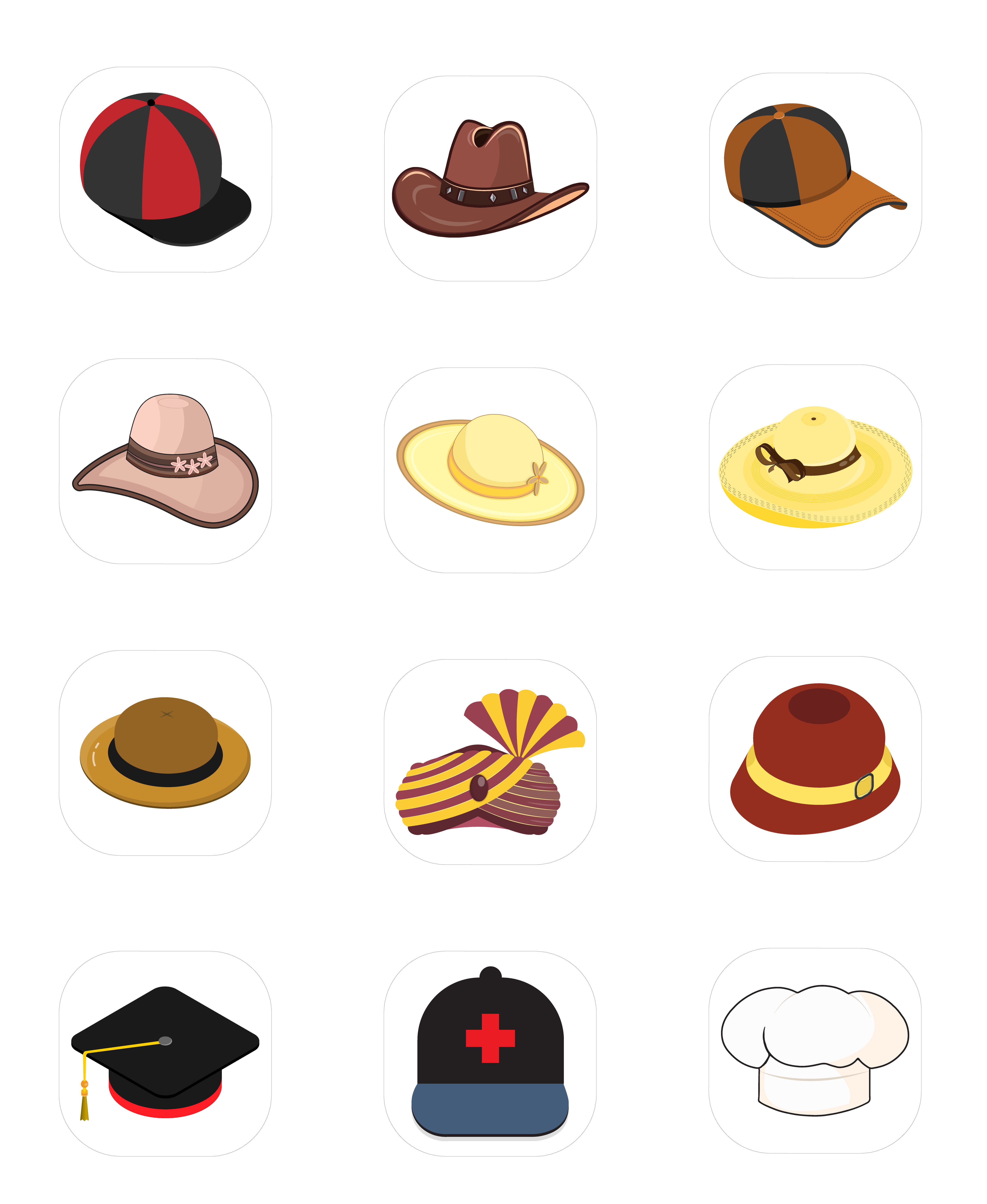 Many Faces of Hats cap design graphic design hat icon icon design illustration many faces of hats