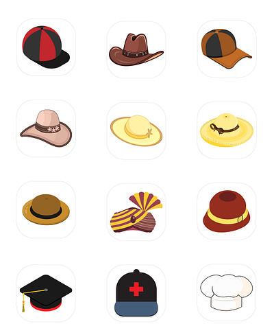 Many Faces of Hats cap design graphic design hat icon icon design illustration many faces of hats