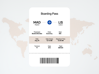 Daily UI 024 – Boarding Pass boardingpass dailyui dailyui024 dailyuichallenge design graphic design ui