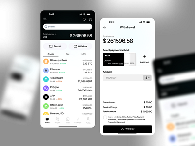 Crypto Wallet blockchain transactions crypto management crypto wallet crypto wallet app cryptocurrency cutting edge digital assets finance fintech intuitive modern nfts portfolio tracking seamless secure sleek transection ui user friendly interface ux