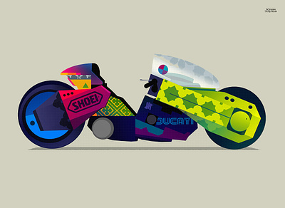 Keneda patchwork akira anime bike craft culture custom digitaldrawing drawing film illustrated illustration japan moto motor otomo patwork