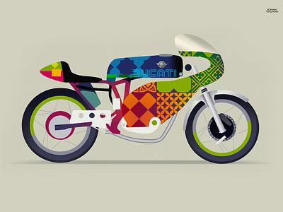 Patchwork ducati bike colorful colour drawing ducati ducatimotocycle illustration patchwork poster