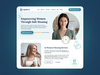 Landing Page UI for Women's Housing Services branding design graphic design landing page ui ui design ux ui web design
