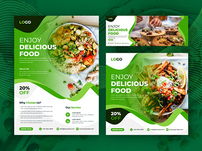 Restaurant food flyer, post, cover design menu design