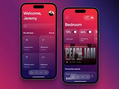 Smart Home app ai app app app design automation control control device design gradient home automation interface ios iphone smart smart home smart home app smart lamp smarthouse temperature ui ux