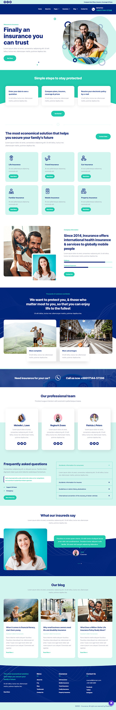 Insurance Agency WordPress Website best website blue design elementor pro elementor website graphic design landing page page responsive ui ux web web design webdesign website website development wordpress wordpress elementor wordpress landing wordpress website