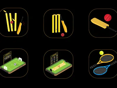 Sports Icons basketball cricket football graphic design icon design illustration soccer sports tennis