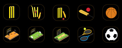 Sports Icons basketball cricket football graphic design icon design illustration soccer sports tennis