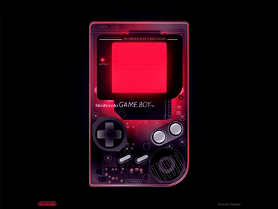 GUM GUM BOY 90 child console game gameboy gaming illustration memories memorylane neon red retro