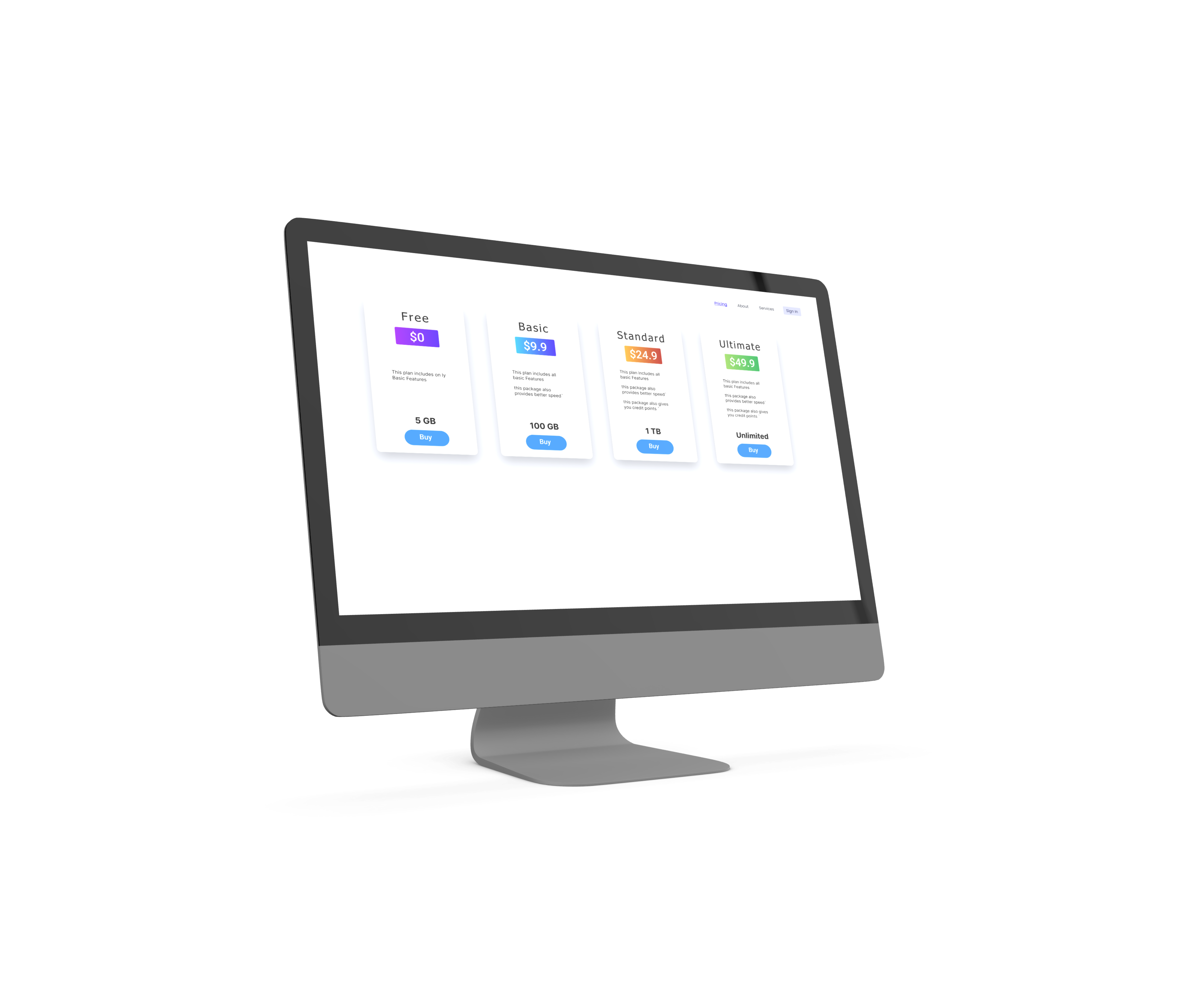 Choose Your Data Plan beautiful gradient cards design friendly colors network carrier pricing card pricing plan simple ui ui ux
