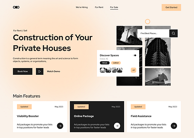 Construction Web Design architecture behance branding building construction design dribble home realestate renovation ui uiesign uiuxdesign ux webdesign