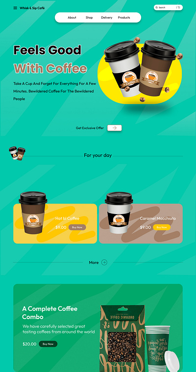 Premium Coffee Landing Page 3d branding figma graphic design landing page logo motion graphics ui uiux web design