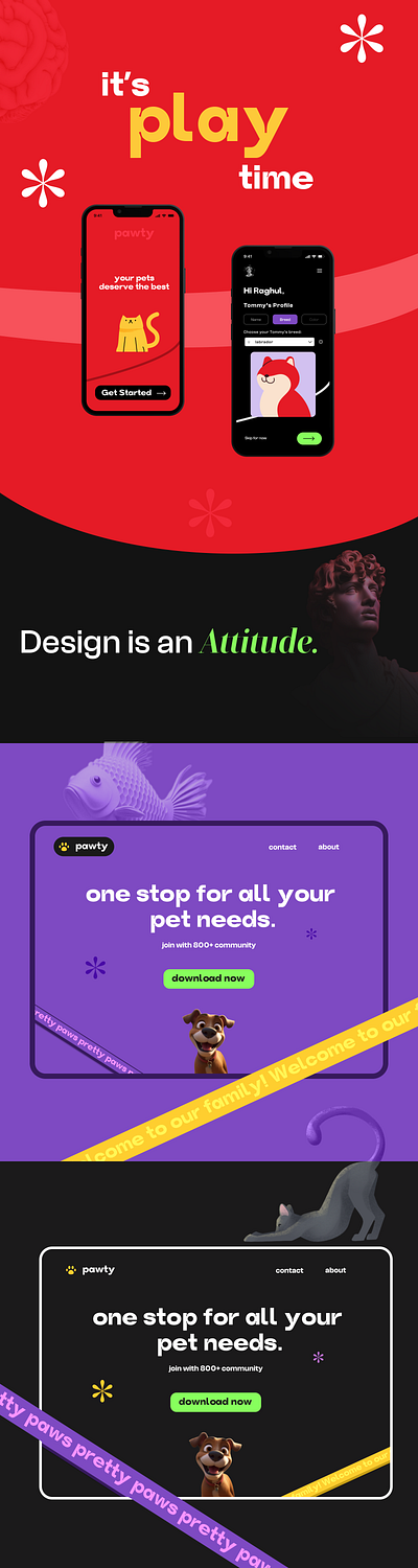 Pawty - Visual Design Challenge branding design moble pet ui visual web