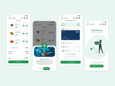 Mobile Checkout cart checkout design ecommerce figma grocery mobile order placed payment method shop ui web