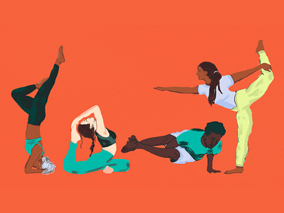 Yoga and Fitness Illustration - The Tight Fit art branding design digital illustration fitness fitness illustration graphic design illustration illustrator orange stretching illustration ui user interface yoga yoga illustration