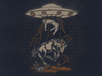 Charros and Aliens cowboy graphic design illustration illustrator print retro tshirt vector vintage western