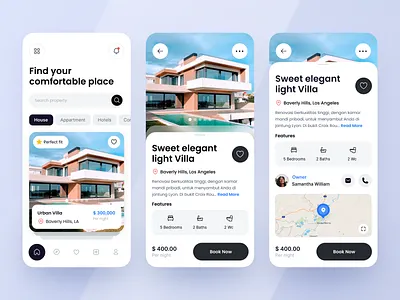Hotel Booking App app app design book booking booking app booking hotel design designer hotel minimalist mobile place real estate rent salung ui ui design ui ux villa
