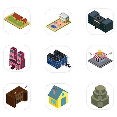 Different Modes of Isometric Architecture. 3d architecture building graphic design home house icon icon design illustration