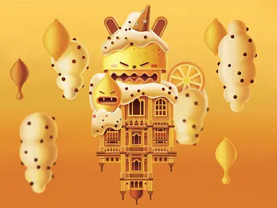 Lemon ice cream architecture building character character design city cloud digital digital art flat graphic design ice cream illustration lemon nft sweet vector yellow