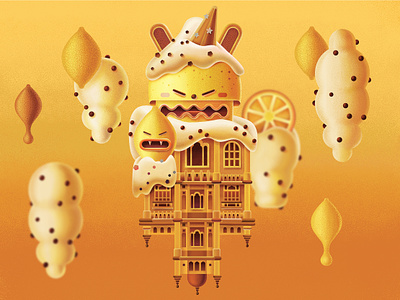 Lemon ice cream architecture building character character design city cloud digital digital art flat graphic design ice cream illustration lemon nft sweet vector yellow