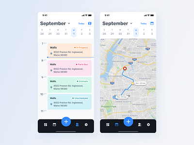 Mobile app / Calendar and Map / Dispatching fields