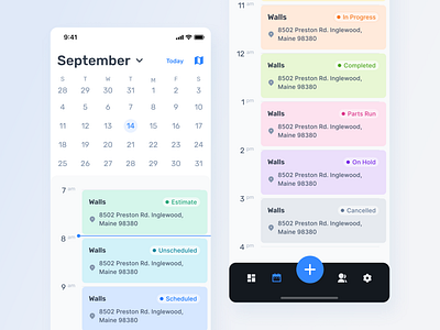 Mobile App / Calendar / Dispatching fields