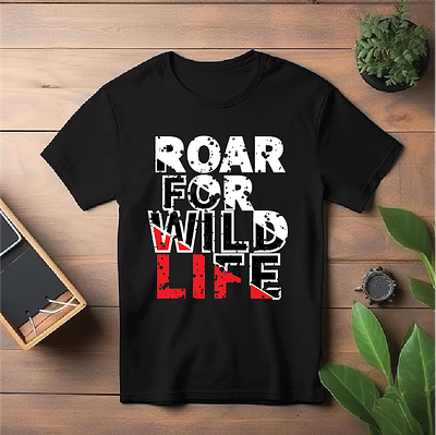 Roar For Wild Life Typography T-shirt Design design graphic design illustration logo typography web design