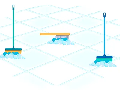 Cleaning broom brush bubbles cleaning design floor illustration illustrator motion design vector