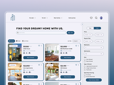 The search page of the real estate website branding dailyui design desktop real state ui ux visual design