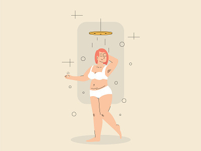 Happy plump woman in bathroom vector illustration character design fat illustration vector wash wellness woman