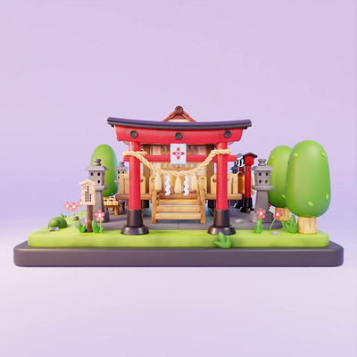 Old Japan Temple 3d 3d icon 3dart branding design graphic design illustration japan japanese temple