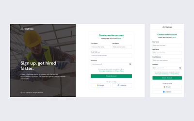 Sign up page for construction Saas platform construction figma mobile responsive saas ui web