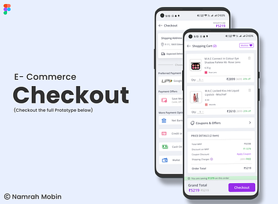 E-commerce Checkout Prototype | (Demo attached) black and white checkout credit card ecommerce figma net banking prototype purple purple and white shopping ui ux white