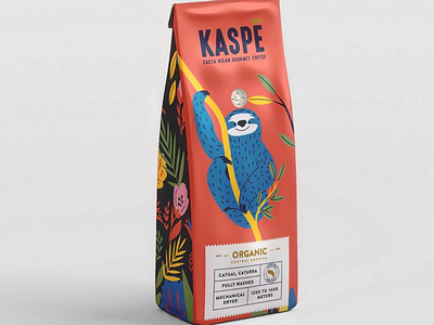 KASPË Coffee packaging coffee graphic design illustration packaging sloth