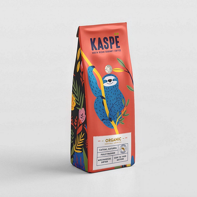 KASPË Coffee packaging coffee graphic design illustration packaging sloth